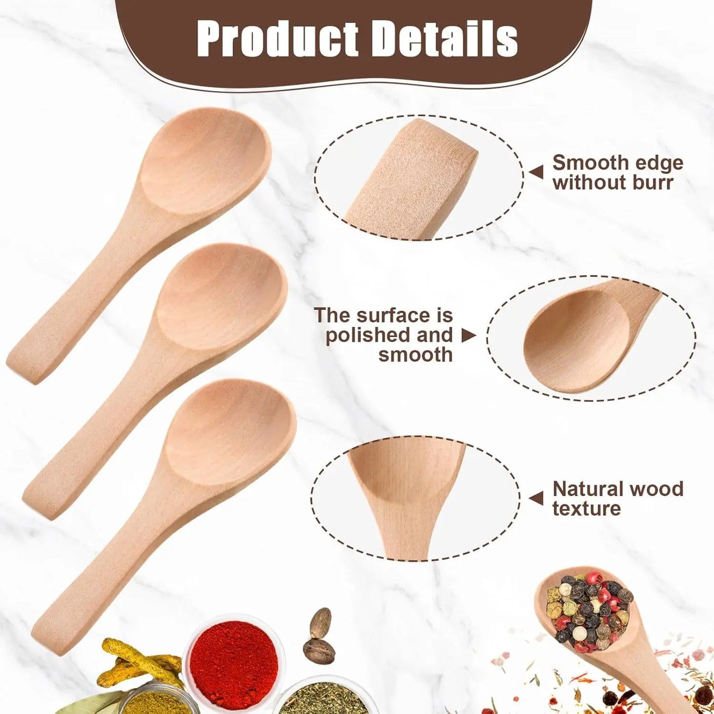 Mini Wooden Spoons – Natural Honey & Spice Spoon Set