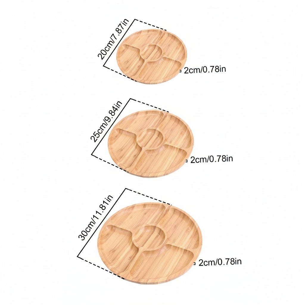 Bamboo Round 5-Section Serving Tray