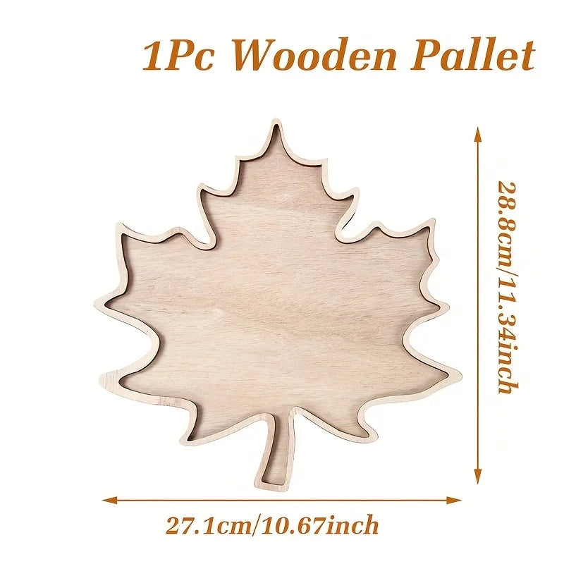 Maple Leaf Wooden Serving Tray – Decorative Dessert Plate