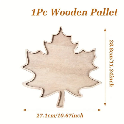 Maple Leaf Wooden Serving Tray – Decorative Dessert Plate