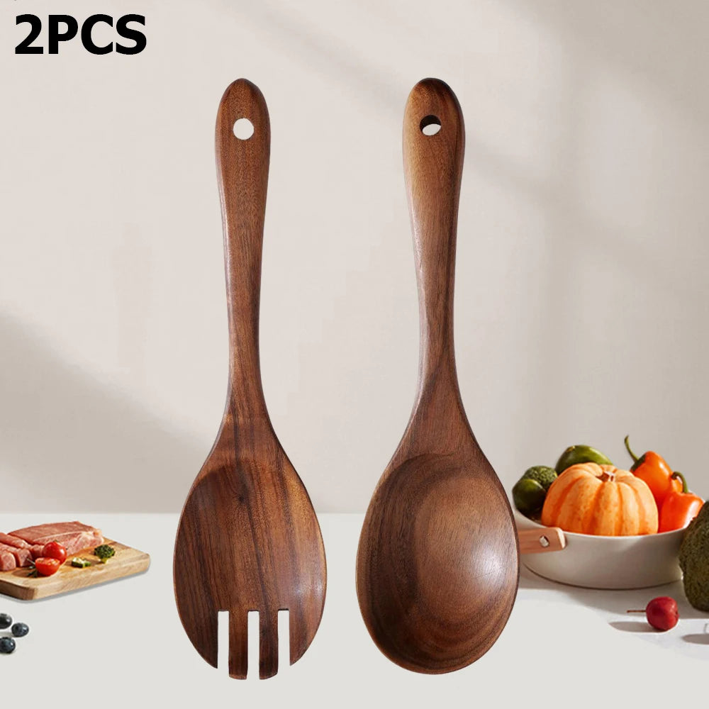 Set of 2 Acacia Wooden Salad Servers