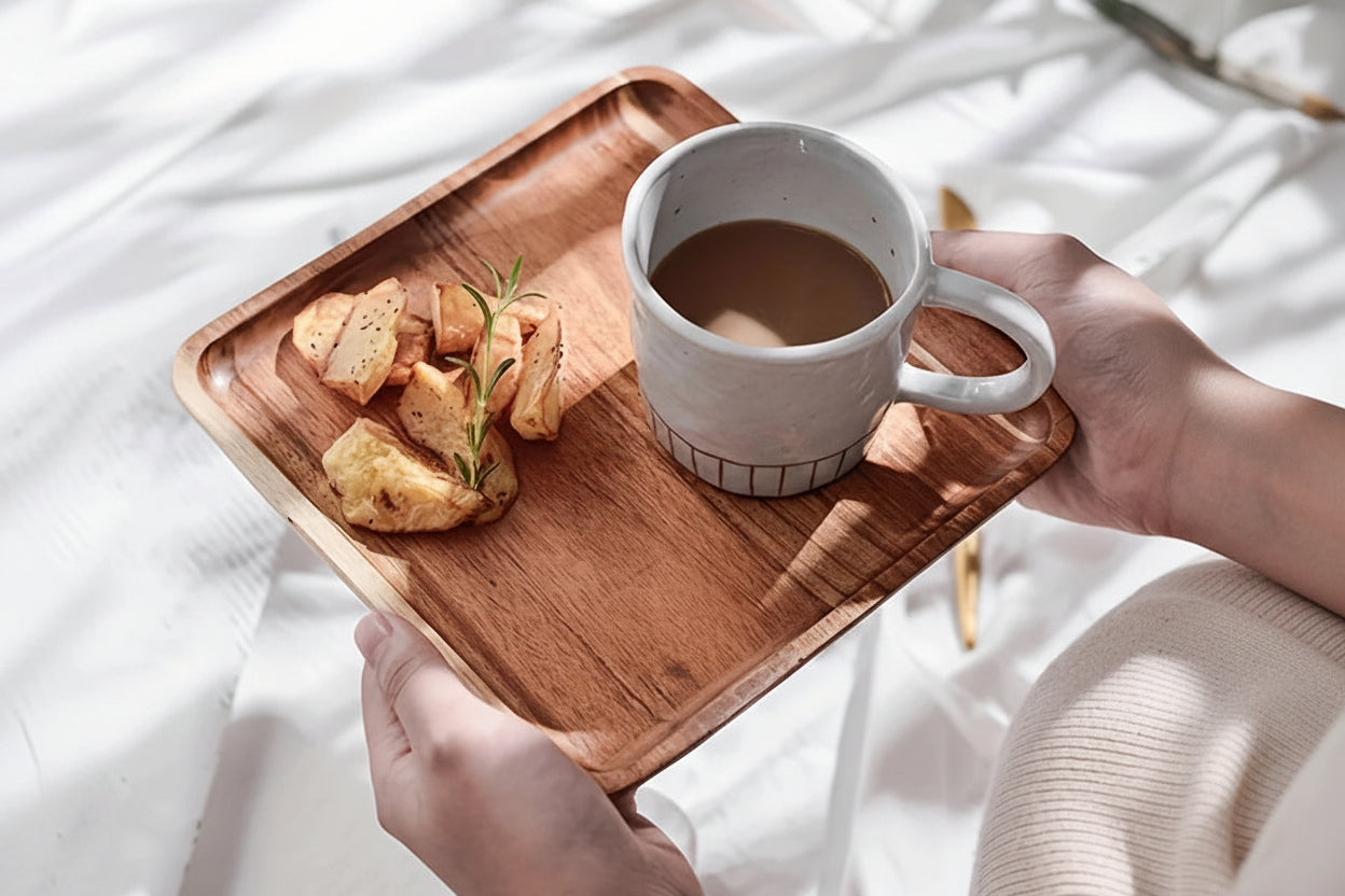 Acacia Wood Coffee Serving Tray
