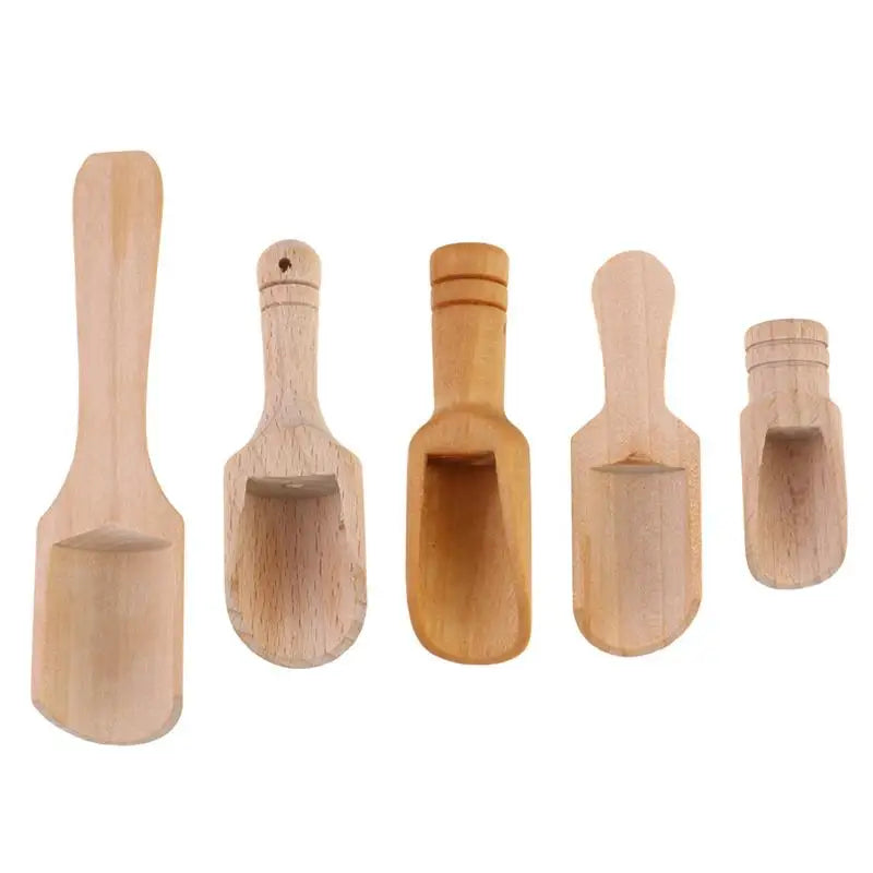 Set of 5 Mini Wooden Scoops