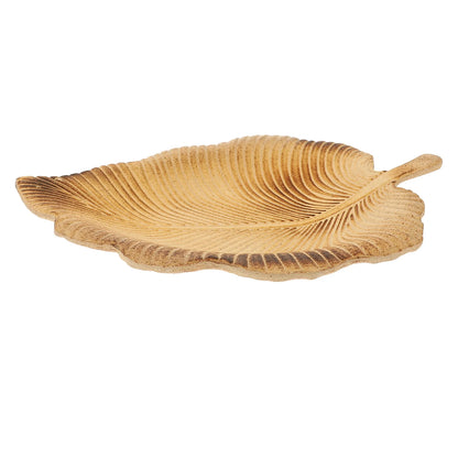 Leaf-Shaped Wooden Snack Tray