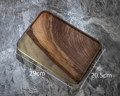 Wood & Resin Serving Tray – Round Walnut Plate