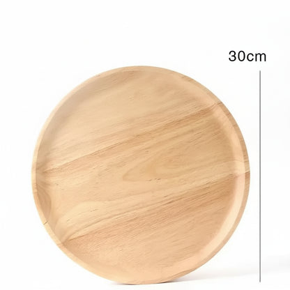 Round Wooden Dessert Plate – Natural Solid Wood Dish