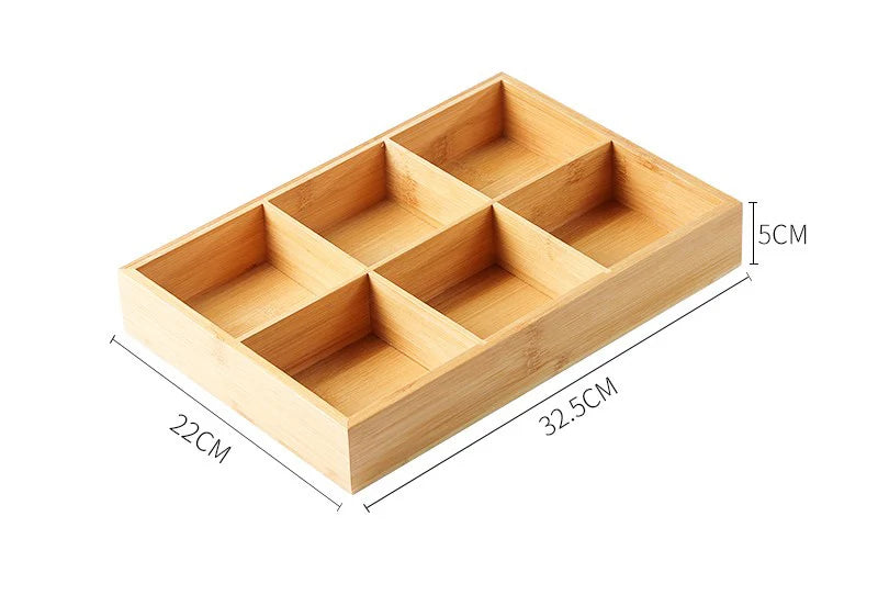 Japanese Wooden Tray – 9-Compartment Bamboo Plate