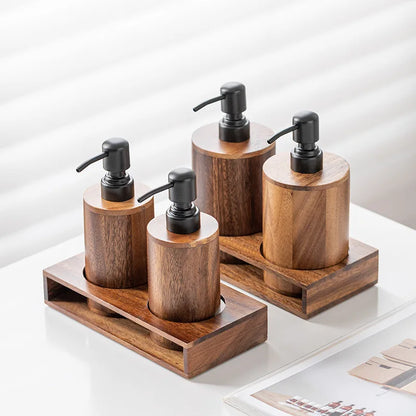 Walnut Soap Dispenser Set