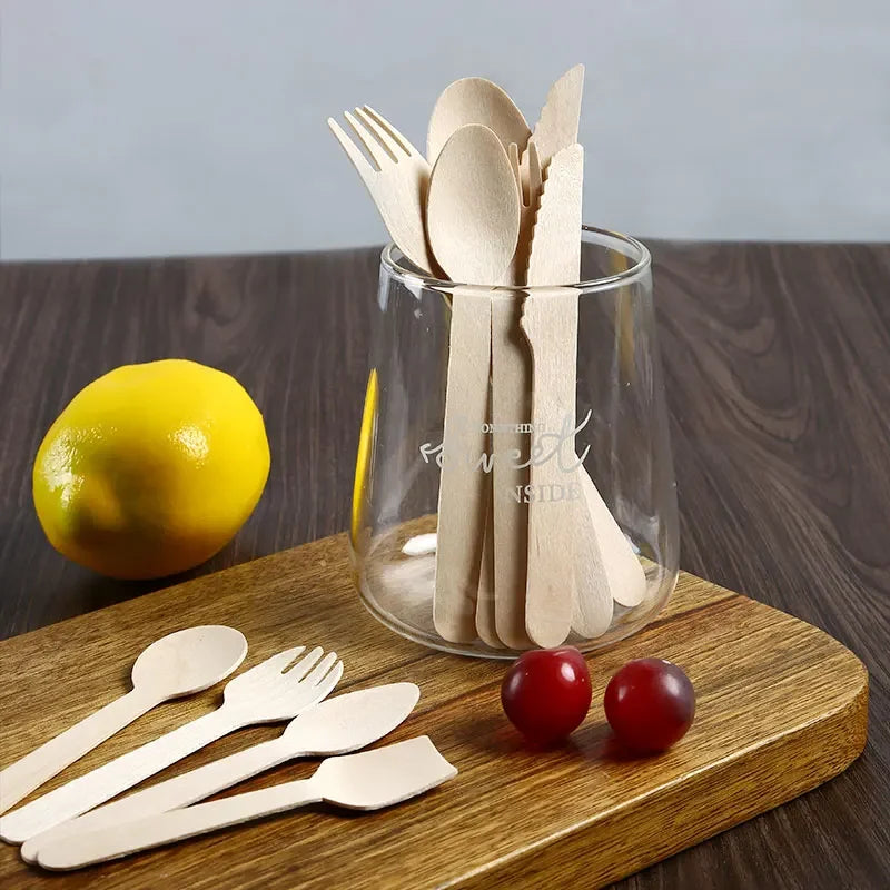 Disposable Wooden Cutlery Set – 100pcs