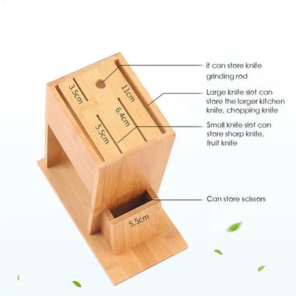 Bamboo Knife Block Stand for Kitchen