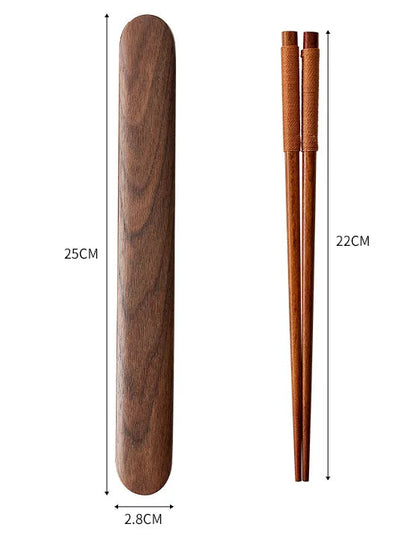 Wooden Cutlery Travel Set – Spoon, Fork & Chopsticks with Box