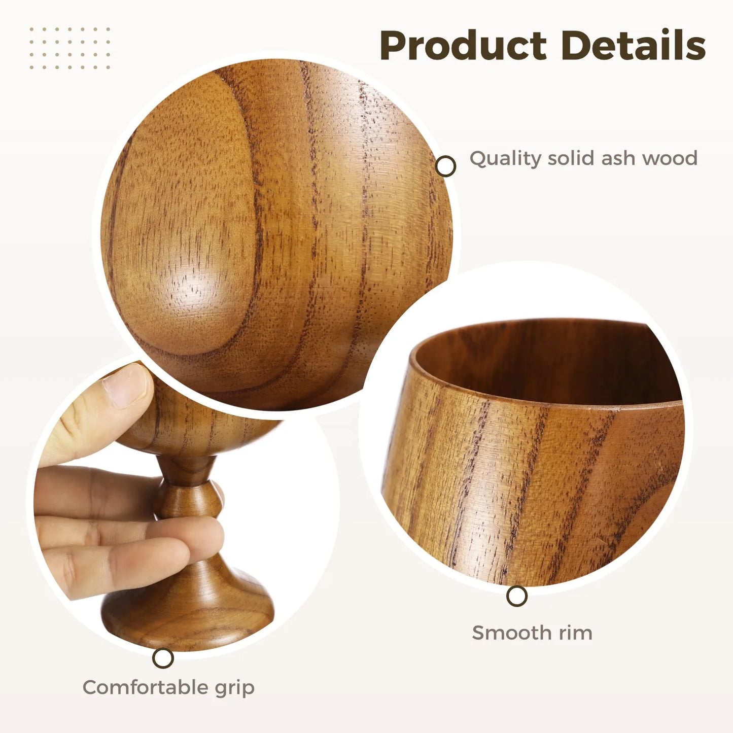 Wooden Wine Glass Set – Vintage Goblet Cups (4pcs)