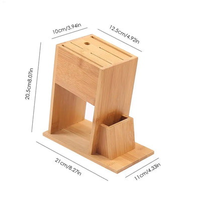 Bamboo Knife Block Stand for Kitchen