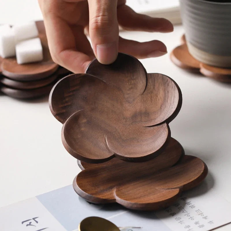 Flower-Shaped Walnut Coasters