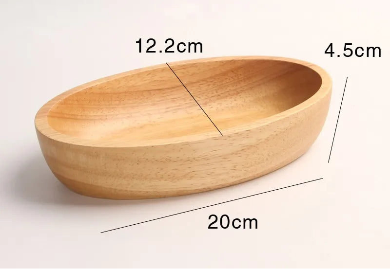 Oval Wooden Serving Bowl – Boat-Shaped Design