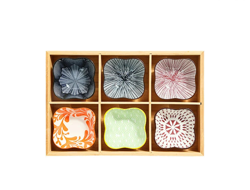 Japanese Wooden Tray – 9-Compartment Bamboo Plate