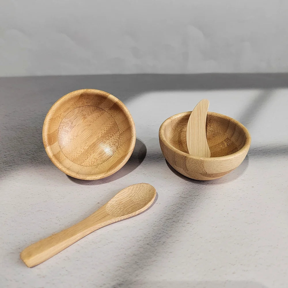 Mini Bamboo Bowl Set – Mixing Bowl with Spoon