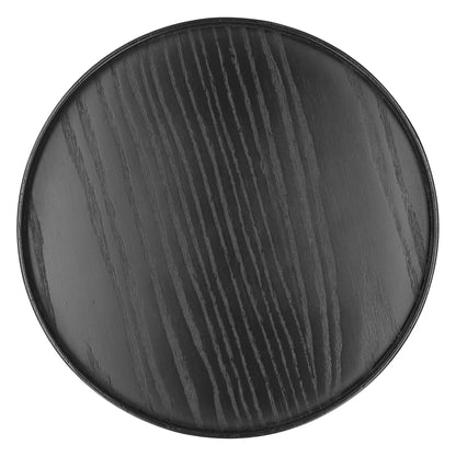 Black Wooden Serving Tray – Round Minimal Design