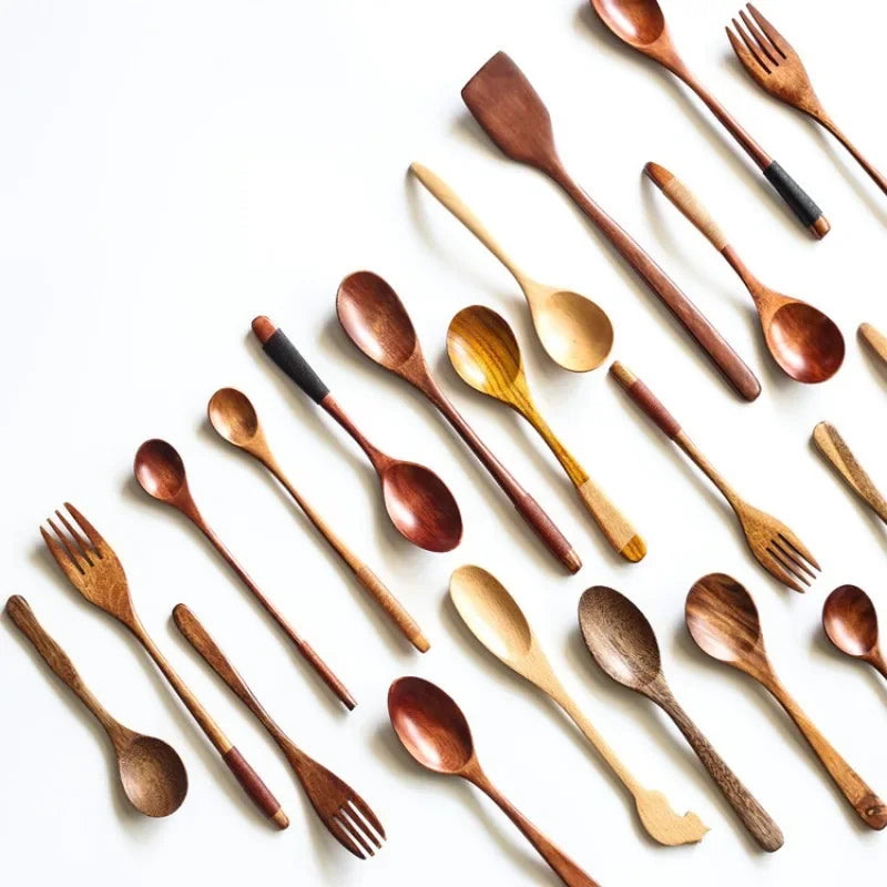 Mini Wooden Spoon & Fork Set – Coffee & Dessert Utensils