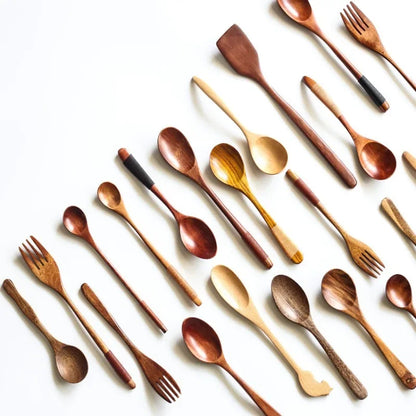 Mini Wooden Spoon & Fork Set – Coffee & Dessert Utensils