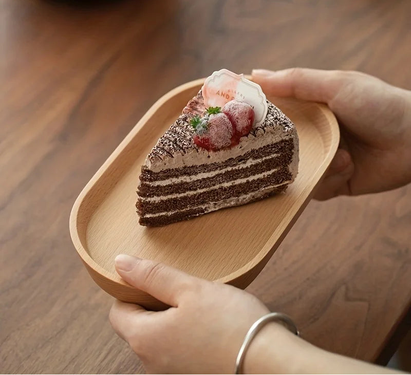 Solid Wood Oval Tray – Japanese Style Serving Plate