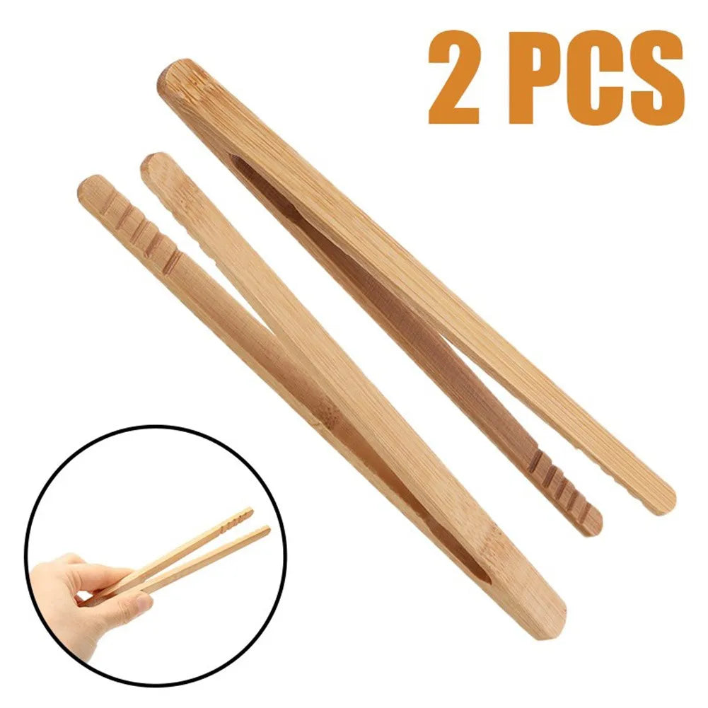 Set of 2 Bamboo Wooden Tongs