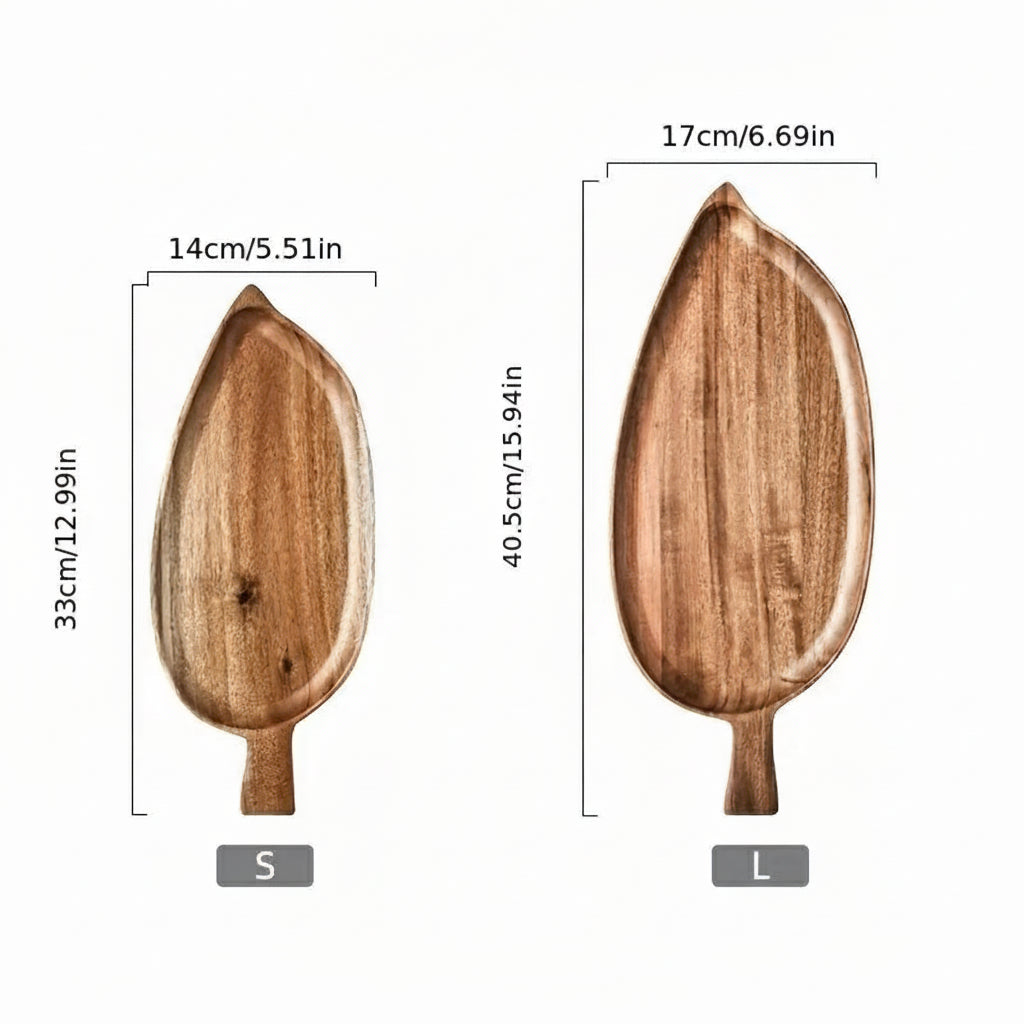 Leaf-Shaped Wooden Serving Tray