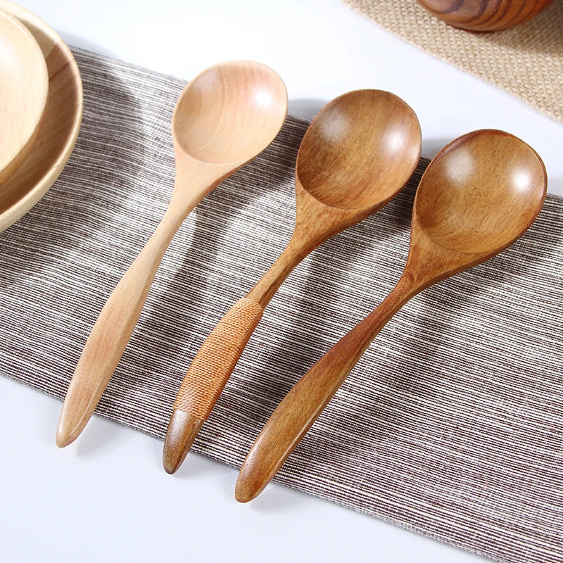 Wooden Soup Spoon Set – Solid Wood Kitchen Utensils