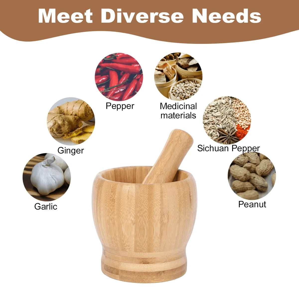 Bamboo Mortar & Pestle Set