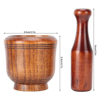Wooden Garlic Grinder & Mortar Set