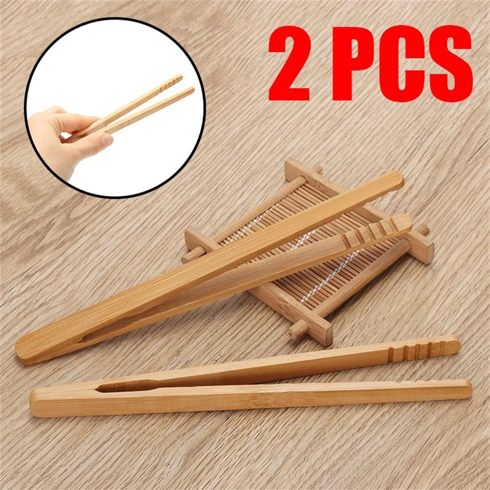 Set of 2 Bamboo Wooden Tongs