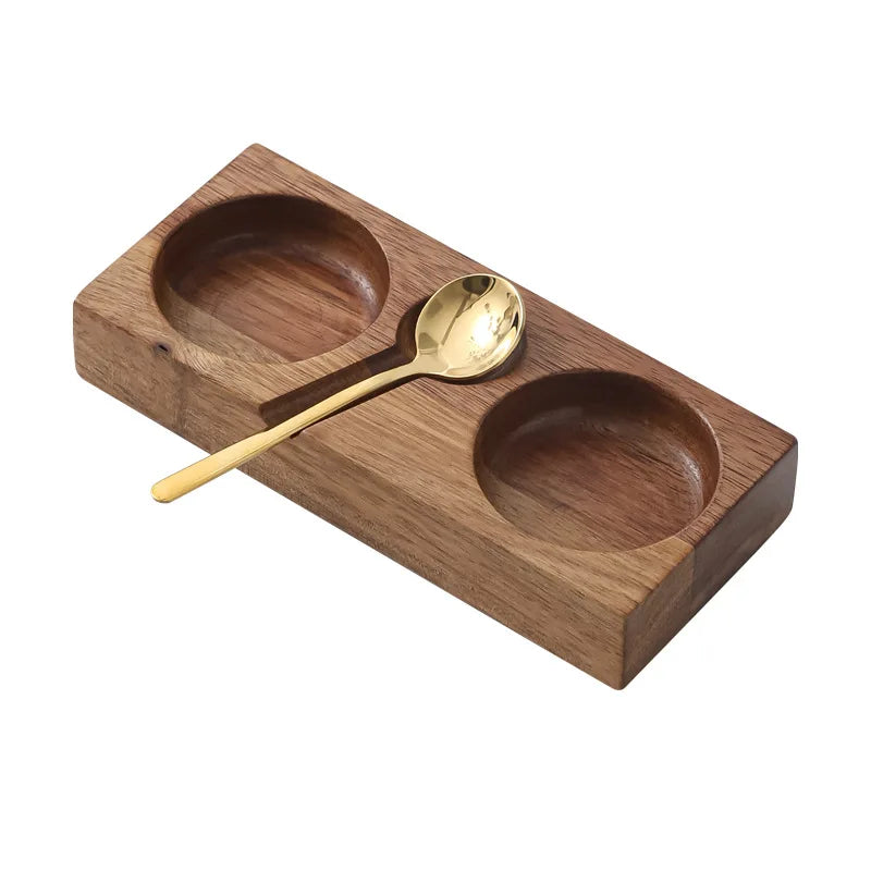 Wooden Condiment Tray with Spoon