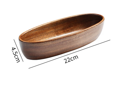 Oval Wooden Serving Bowl – Boat-Shaped Design