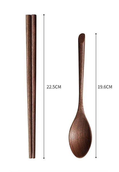 Wooden Cutlery Travel Set – Spoon, Fork & Chopsticks with Box
