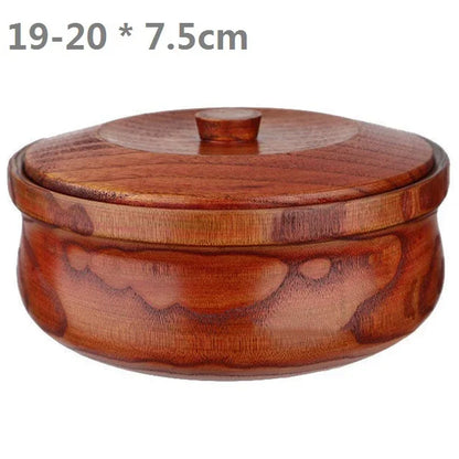 Solid Wooden Salad Bowl with Lid