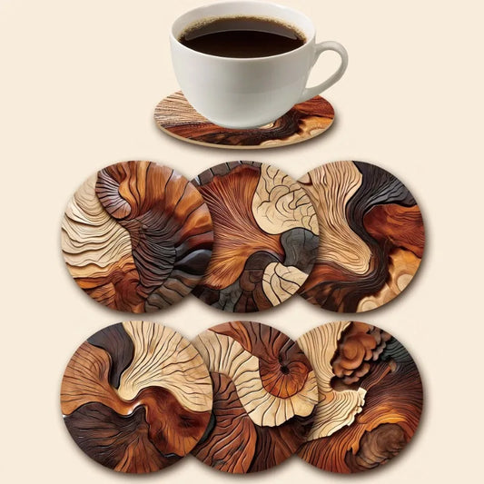 Set of 6 Elegant Wooden Coasters