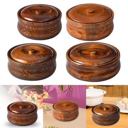 Solid Wooden Salad Bowl with Lid