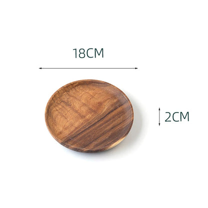 Round Wooden Dinner Plates – Natural Serving Set
