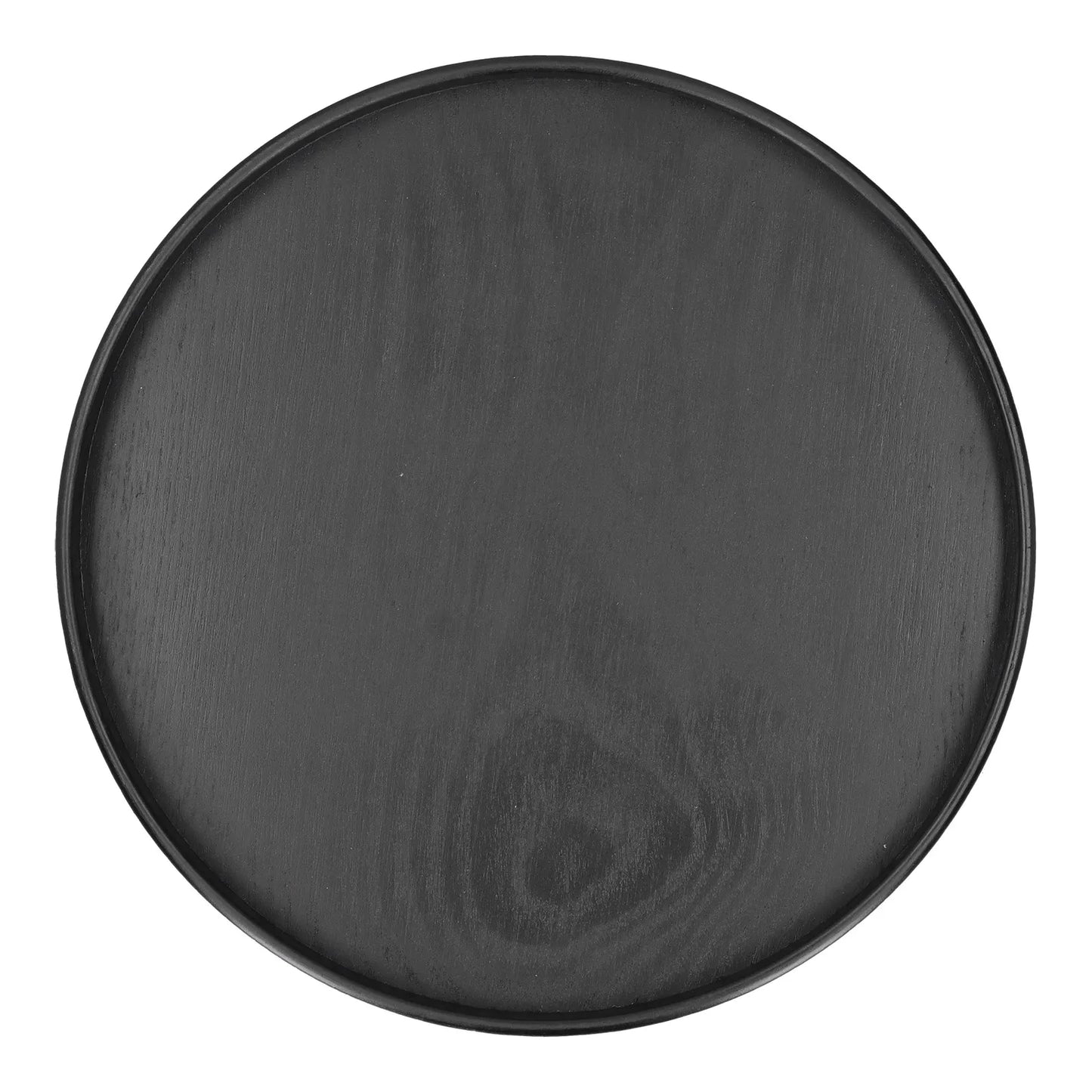 Black Wooden Serving Tray – Round Minimal Design