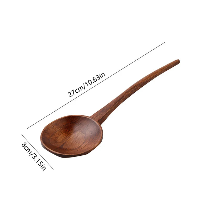 Long Handle Wooden Soup Spoon
