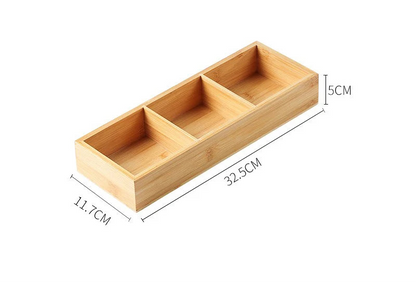 Japanese Wooden Tray – 9-Compartment Bamboo Plate