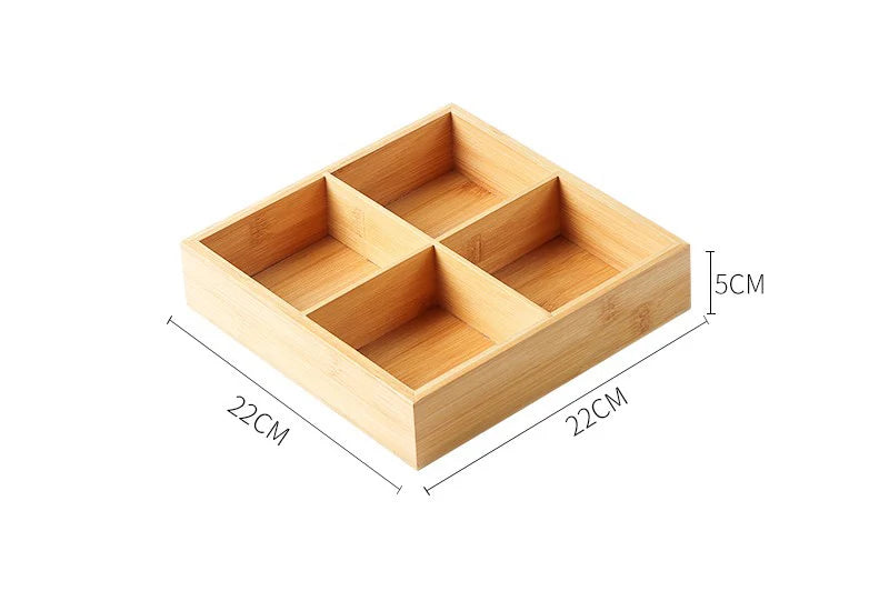 Japanese Wooden Tray – 9-Compartment Bamboo Plate