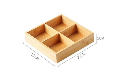 Japanese Wooden Tray – 9-Compartment Bamboo Plate