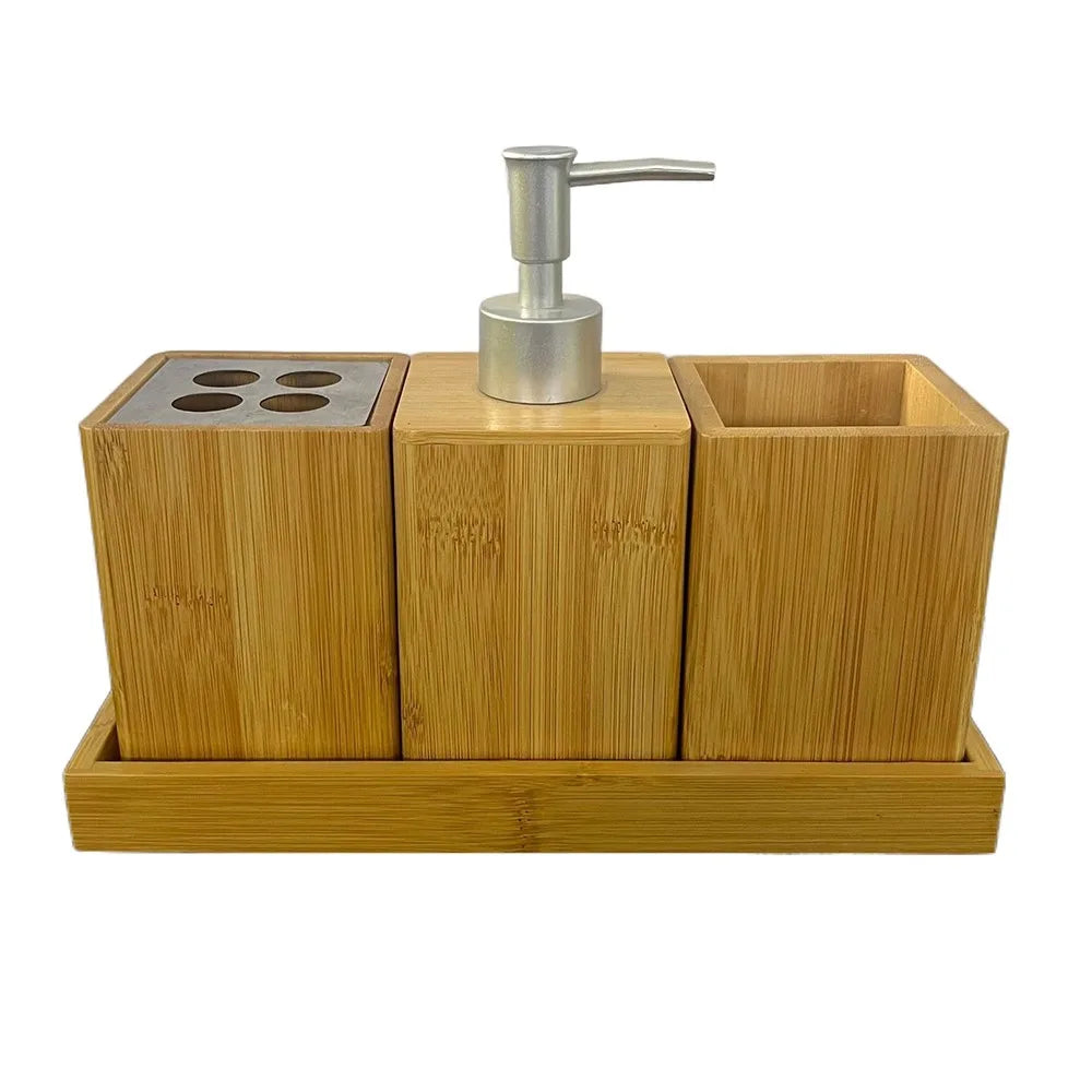 Bamboo Bathroom Organizer Set