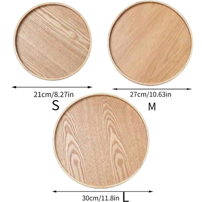 Round Wooden Serving Tray – Dark Walnut Finish
