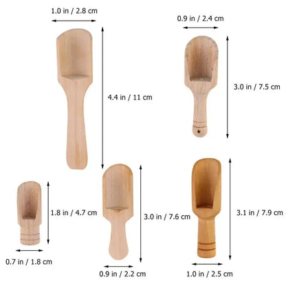 Set of 5 Mini Wooden Scoops