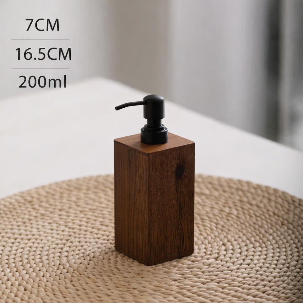 Walnut Soap Dispenser Set