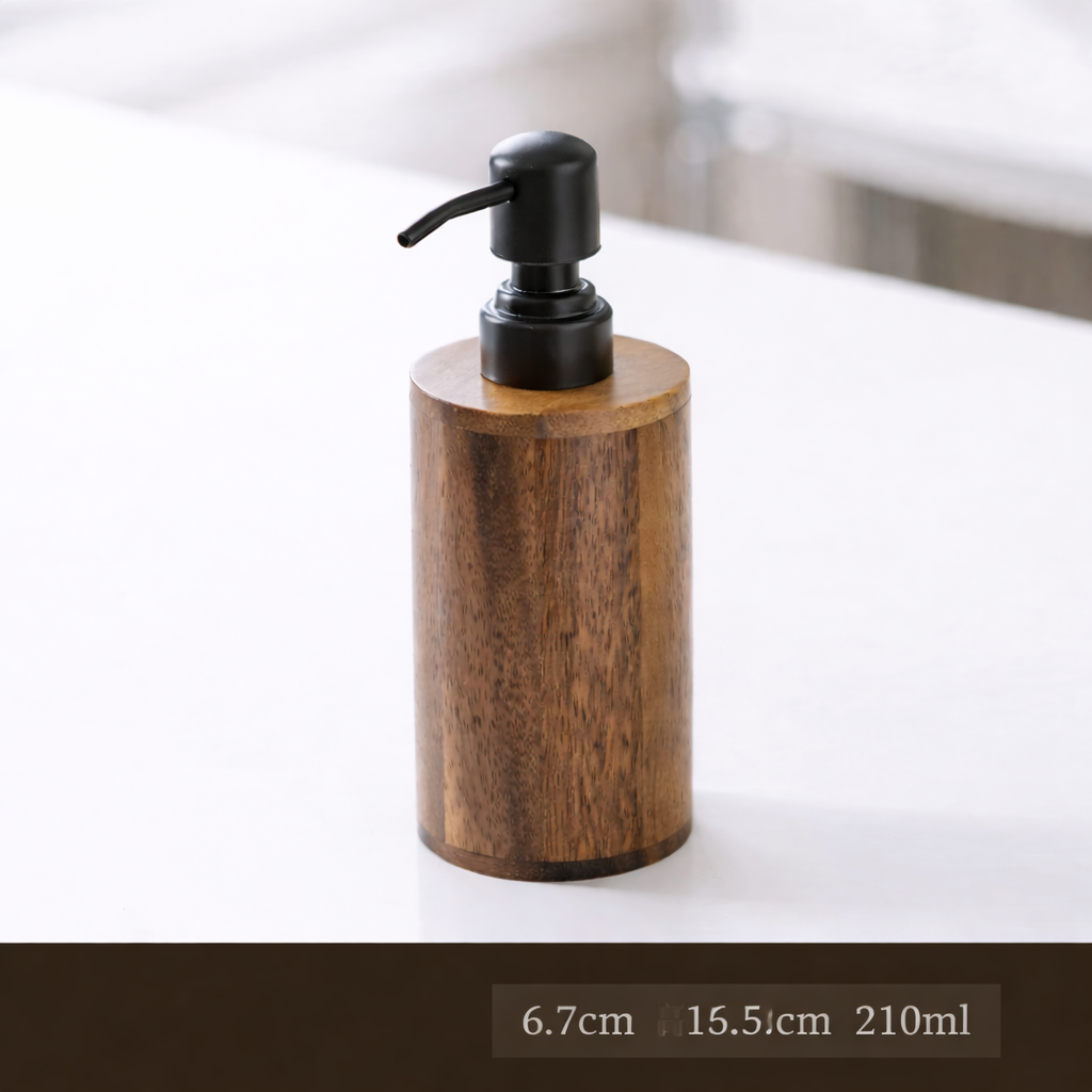 Walnut Soap Dispenser Set