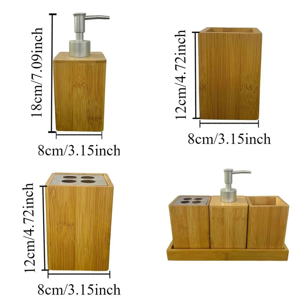 Bamboo Bathroom Organizer Set