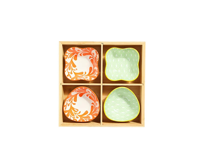 Japanese Wooden Tray – 9-Compartment Bamboo Plate